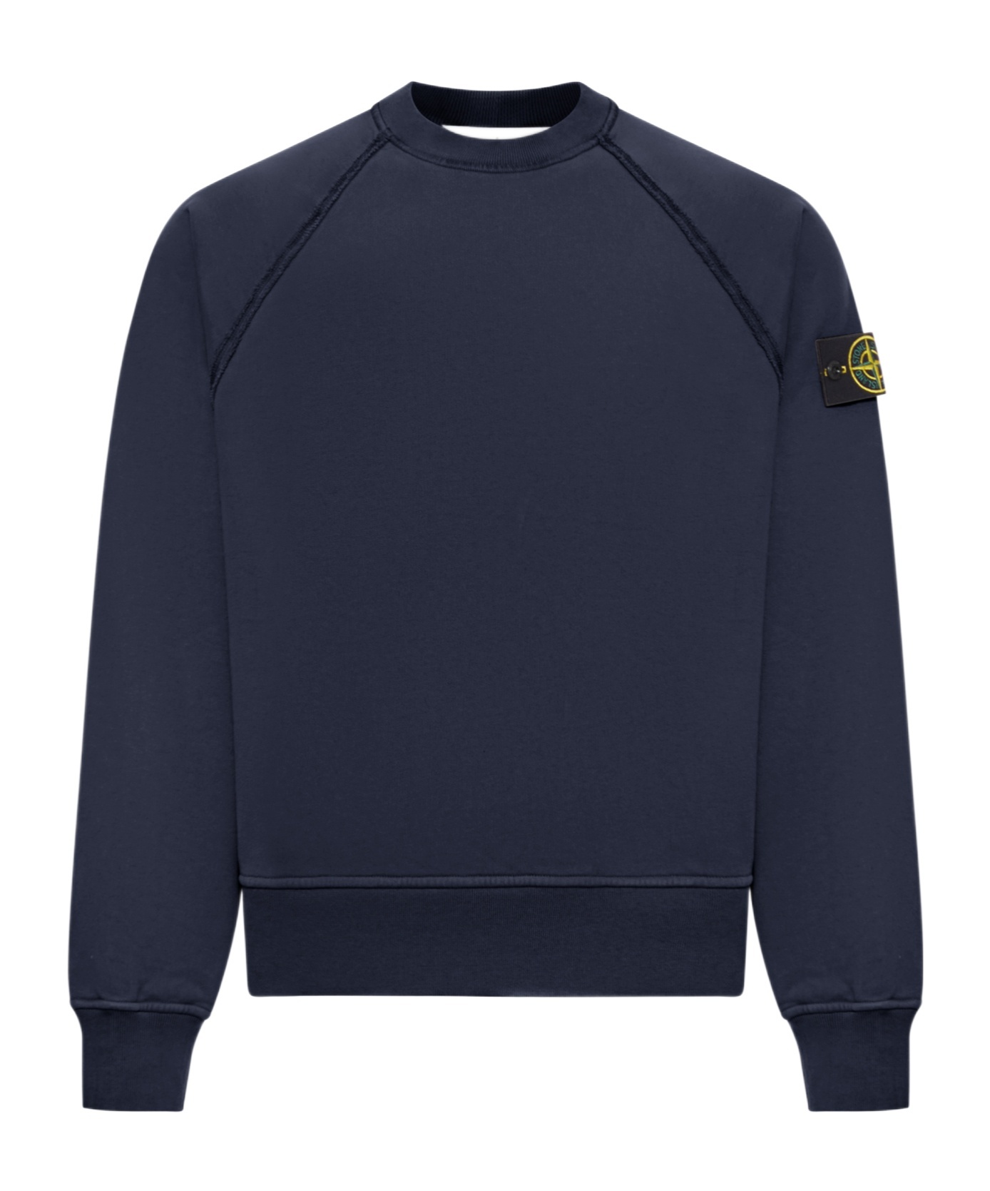 Stone Island Crew Neck Sweatshirt In Organic Brushed Cotton In Blue