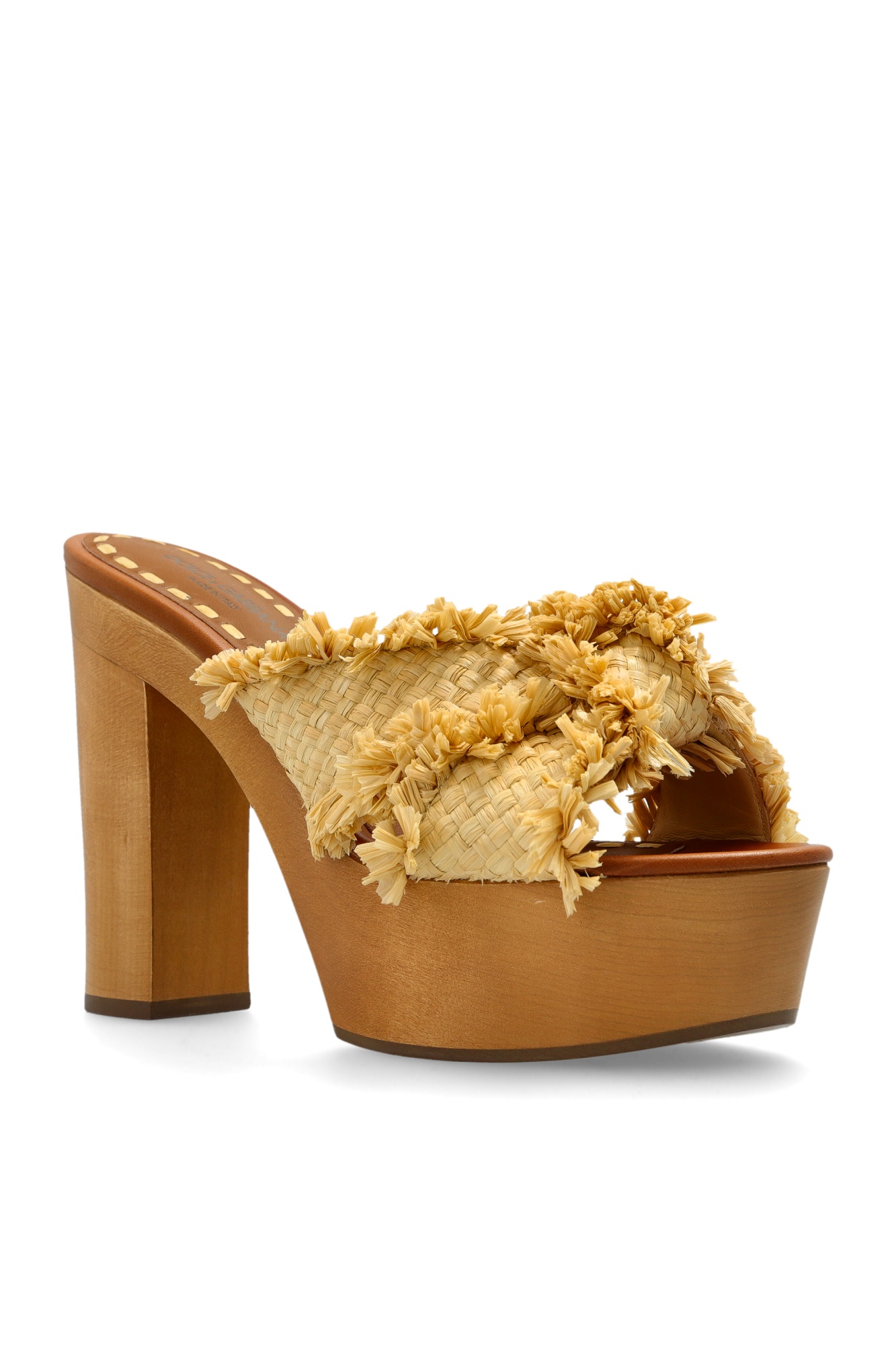Dolce & Gabbana Woven Raffia Platform Sandals