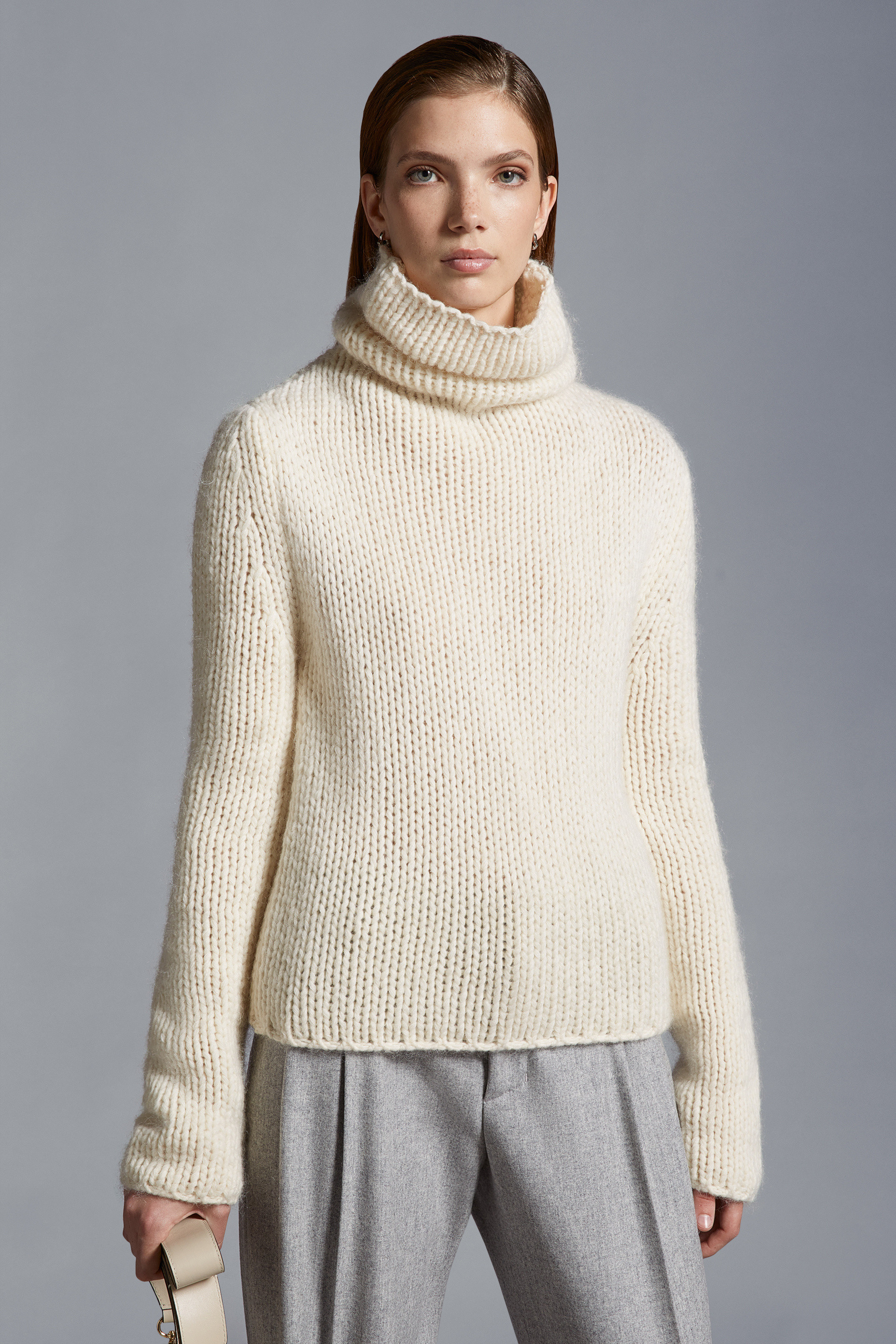 Moncler Chunky-knit Roll-neck Jumper In White