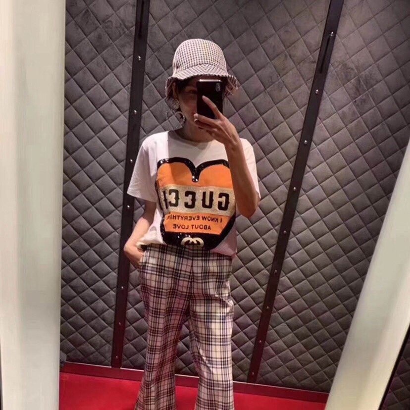 Gucci Printed Round Collar T-shirt In White