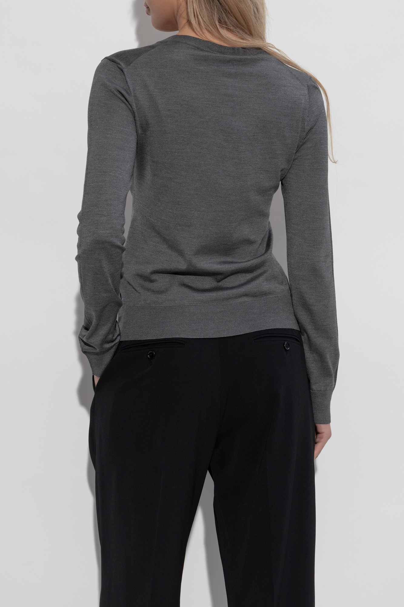 Dolce & Gabbana Gray Wool Button Down Cardigan Sweater In Black