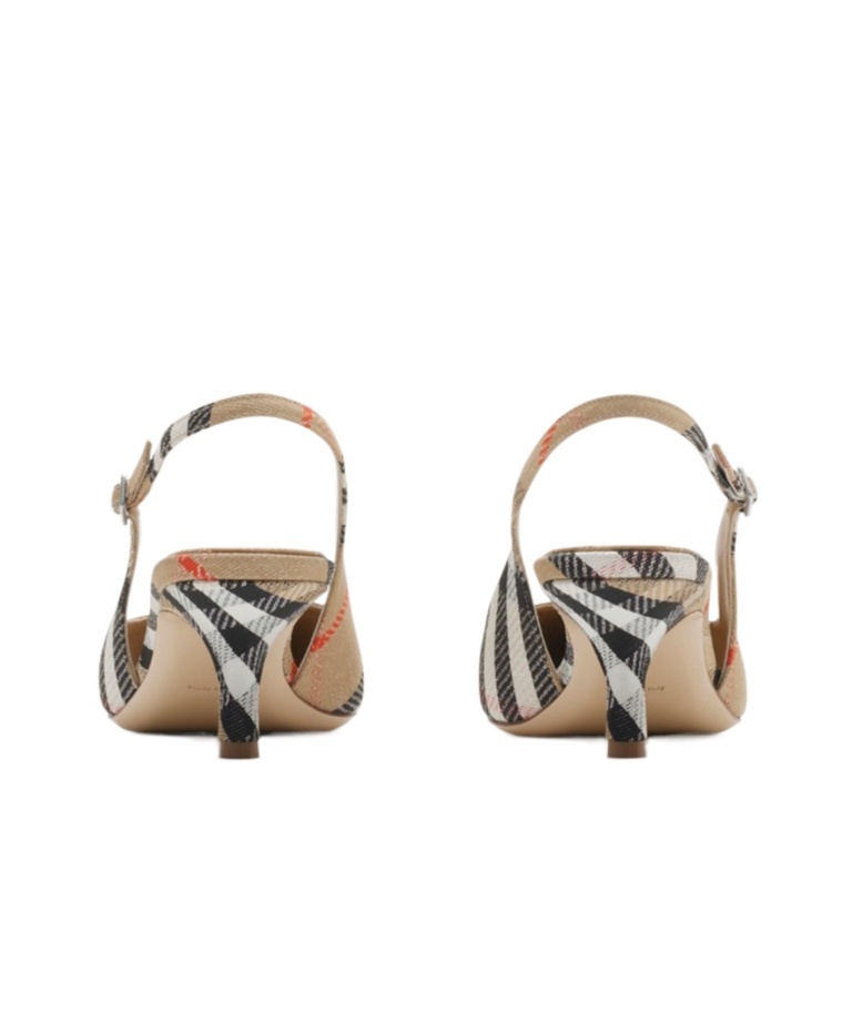 Burberry Slingback Pumps Birdie Check Women In Nude