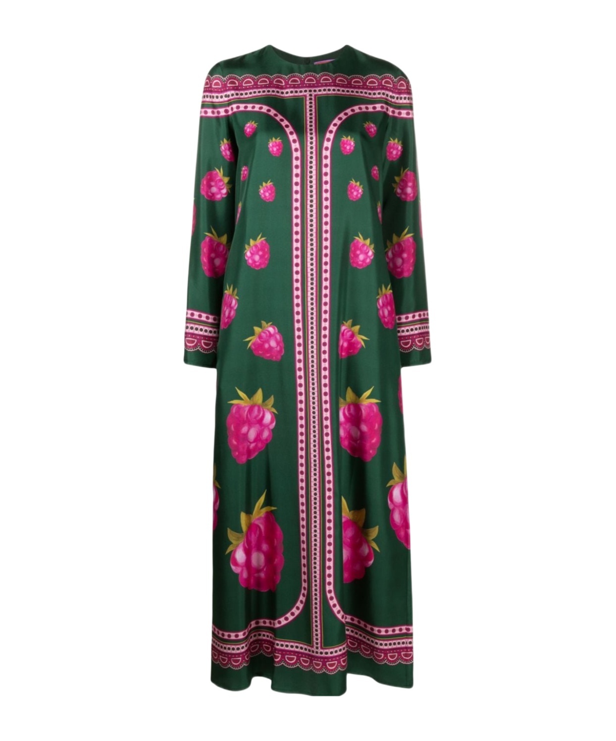 La Doublej Lampone Printed Long Sleeve Swing Dress In Green