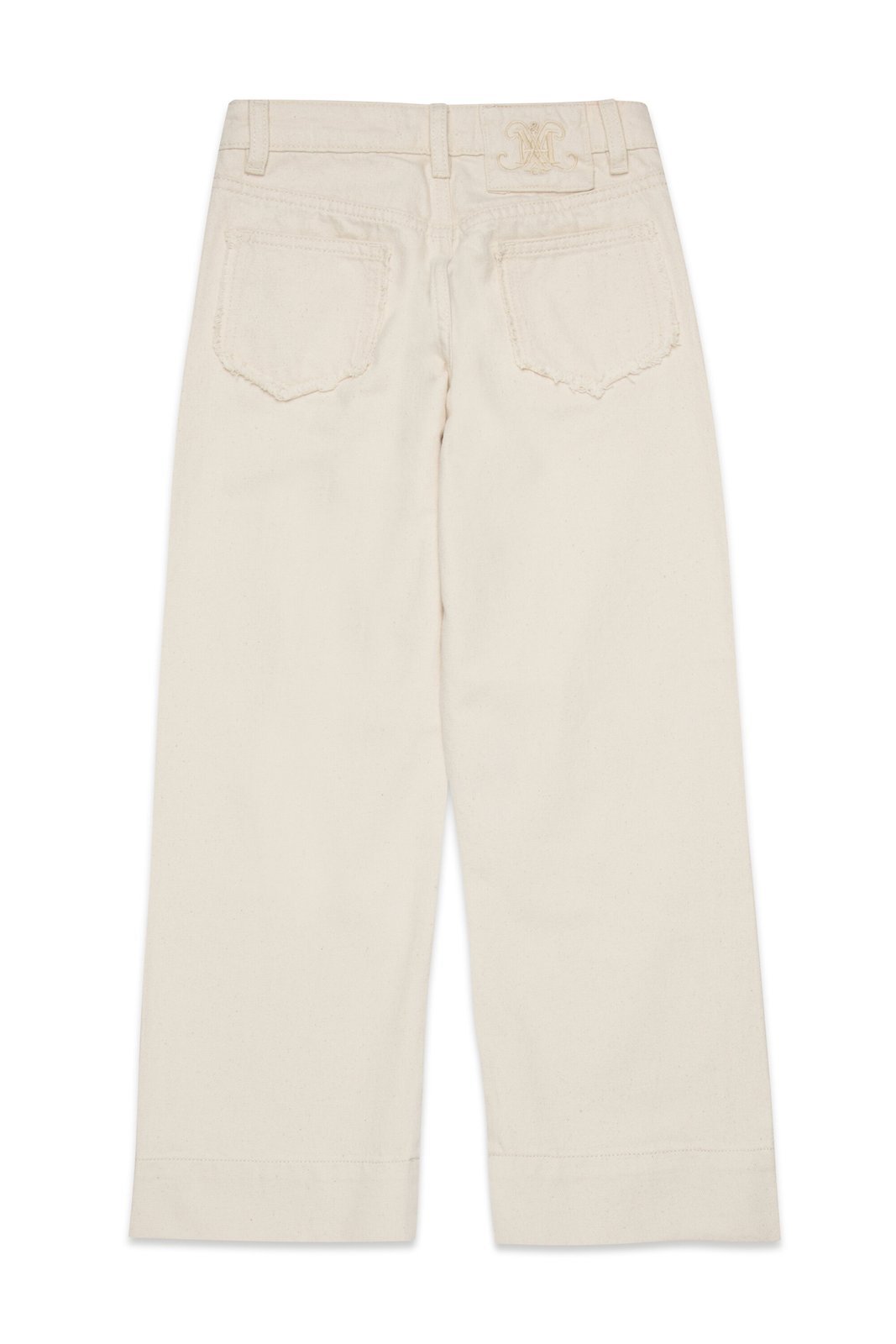 Maxco. Kids Logo Patch Frayed Edge Pants In White
