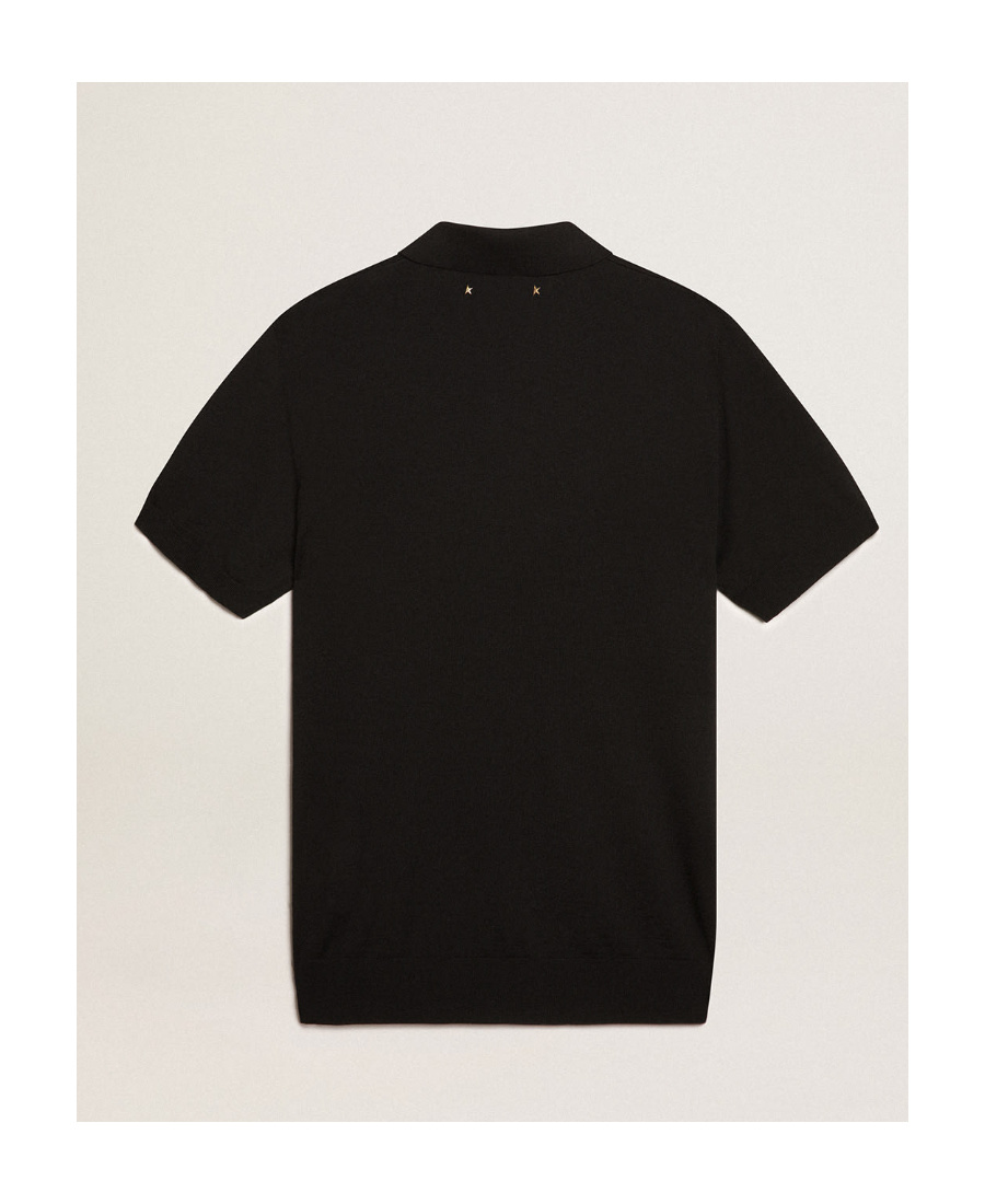 Golden Goose Logo-patch Polo Shirt In Black
