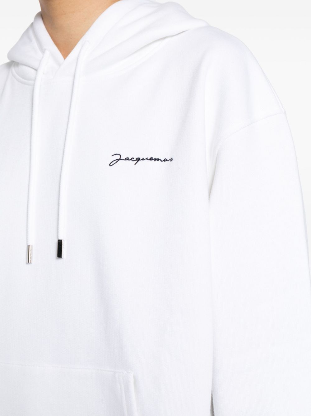 Jacquemus Embroidered Logo Hoodie In White