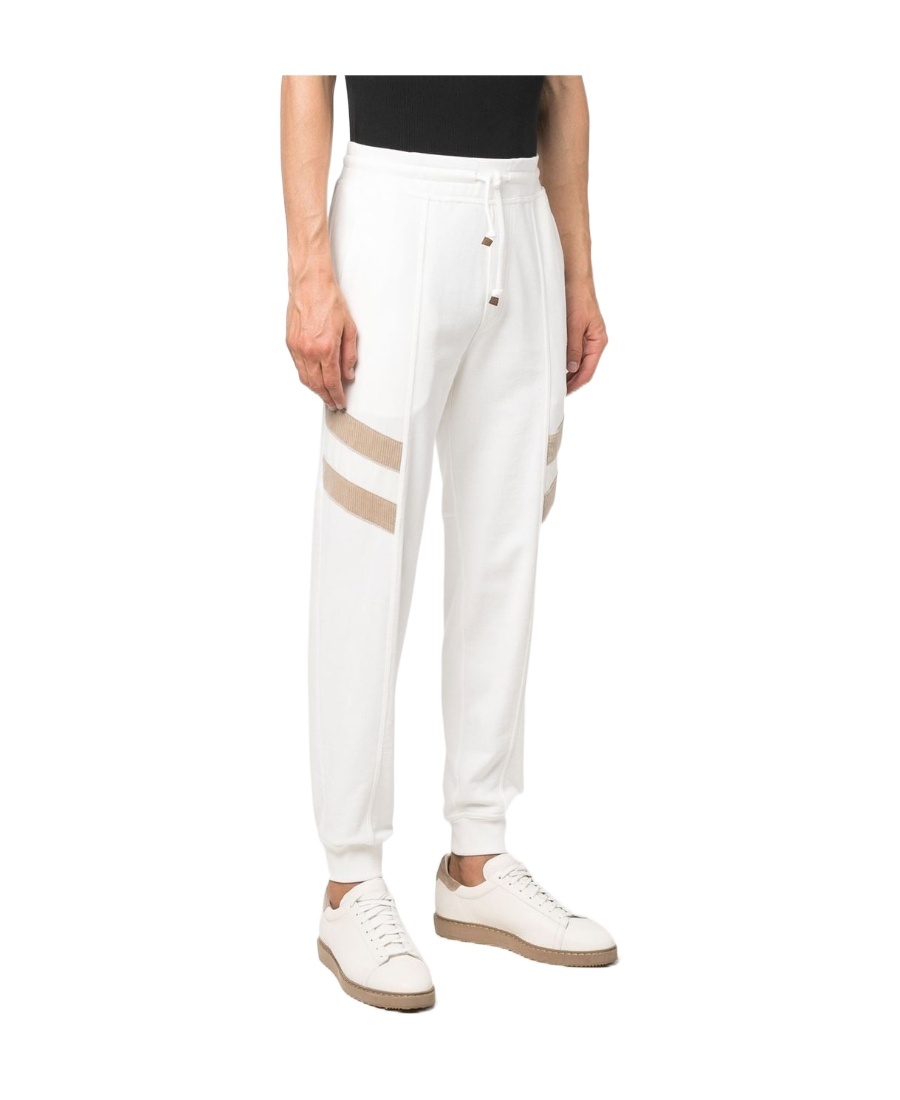 Brunello Cucinelli Color-blocking Logo Sports Jogging Pants In White