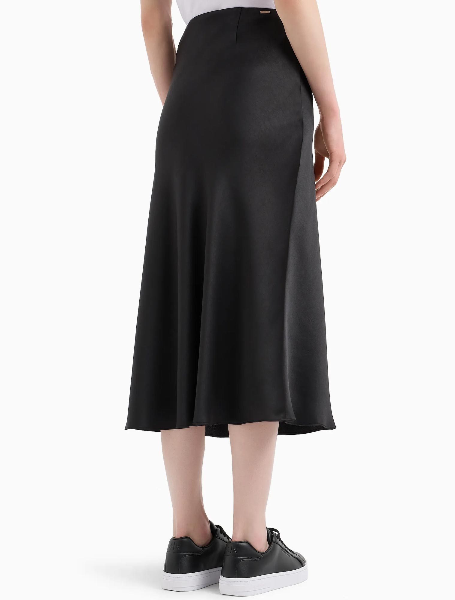 Armani Exchange Asv Satin Midi Skirt In Black