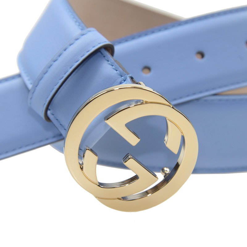 Gucci Mutual Buckle Double G Belt In Blue