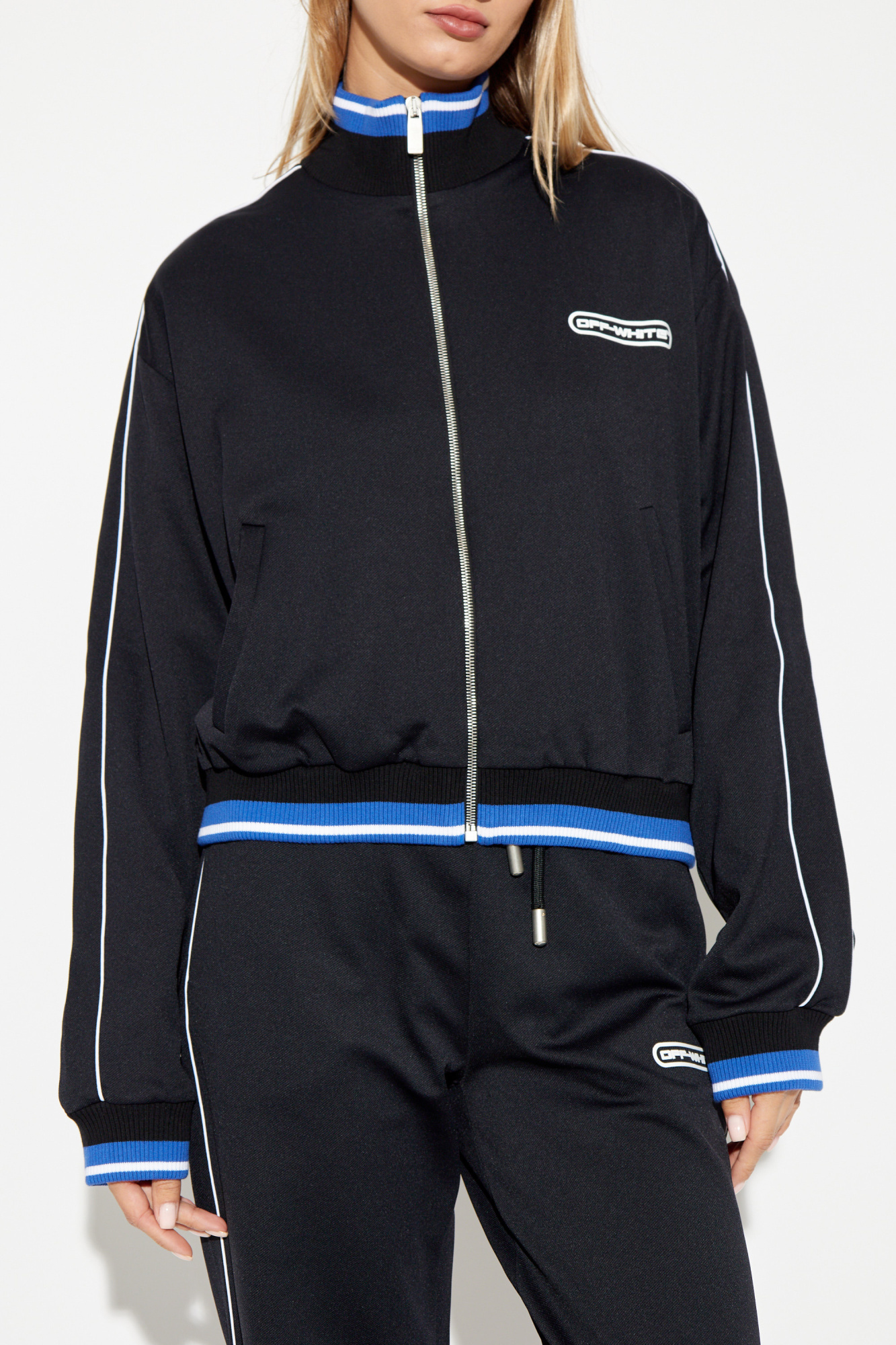 Off-white Logo-print Track Jacket In Black