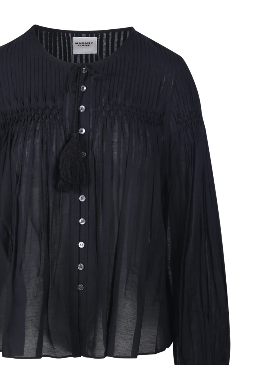 Shop Isabel Marant Abadi Plissé Blouse In Black