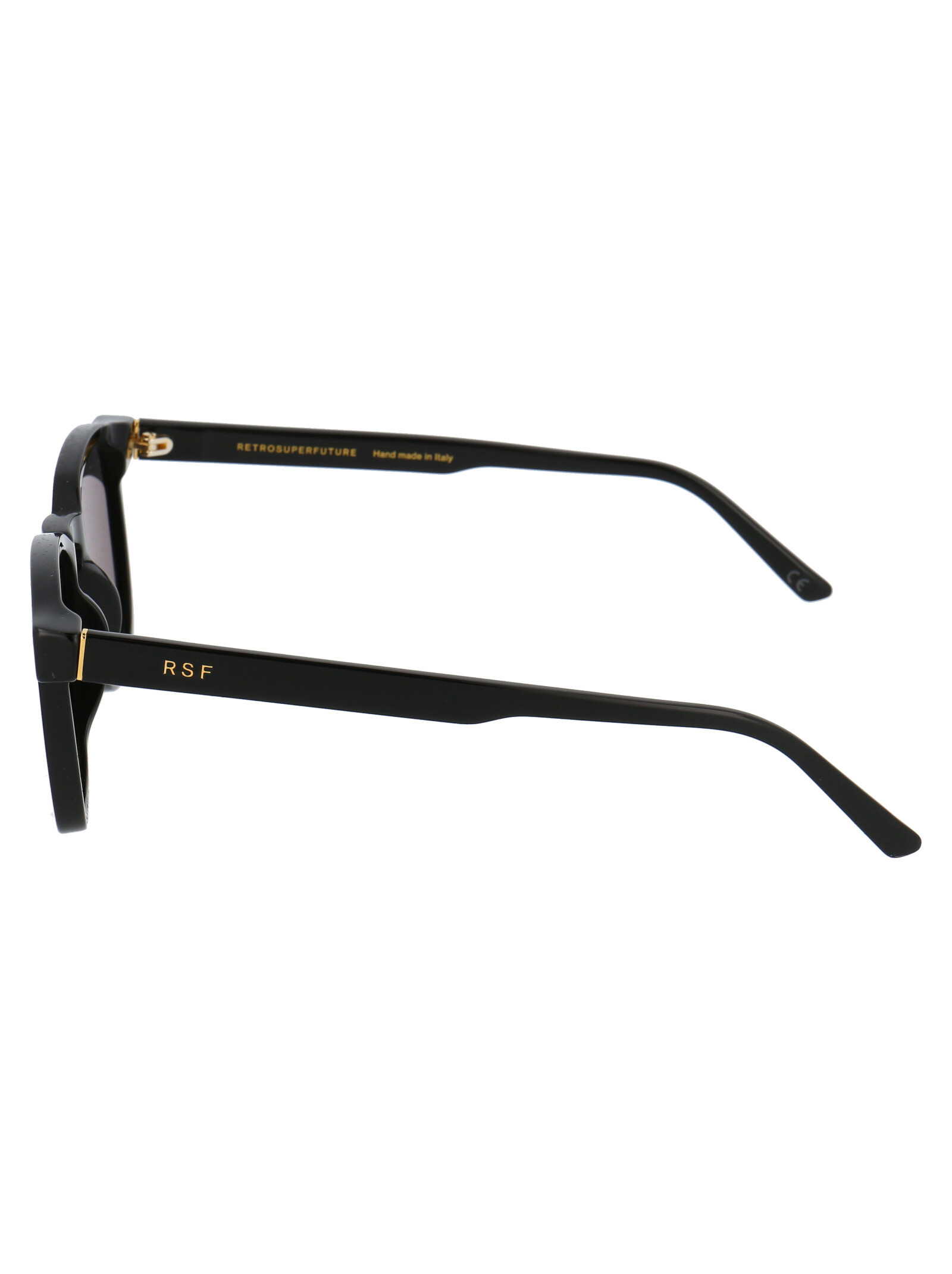 Retrosuperfuture Unique Square Frame Sunglasses With Gold Detailing In Black