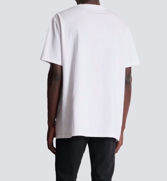 Balmain Men White Crewneck T-shirt With Maxi Logo Lettering On The Front In Cotton Man In White