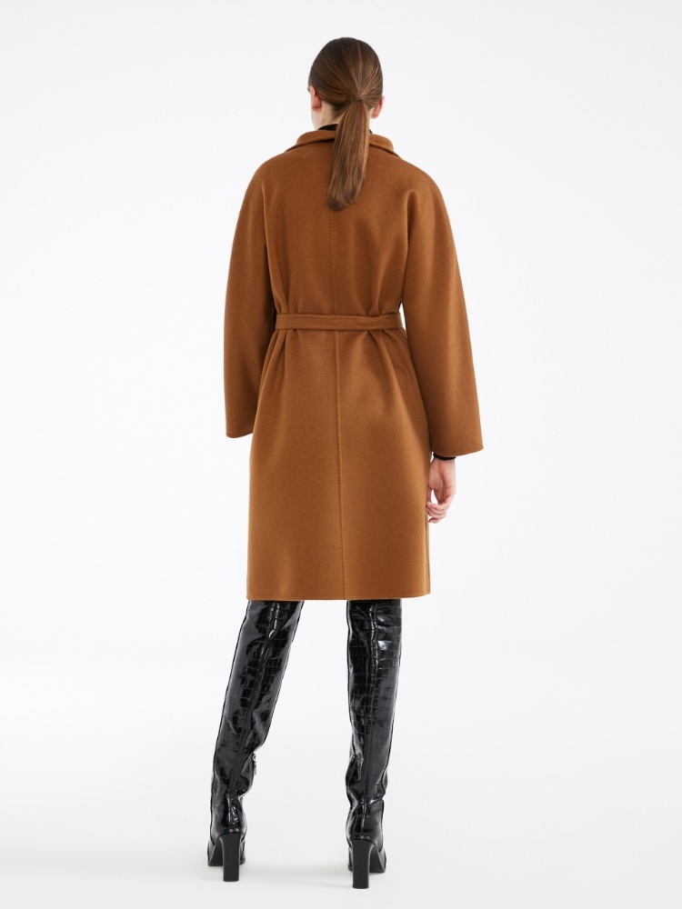 Max Mara Vertical Collar Double-sided Cashmere Coat In Brown