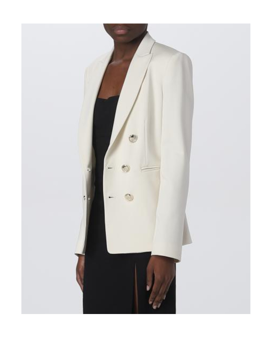 Pinko Logo-button Double-breasted Blazer In White