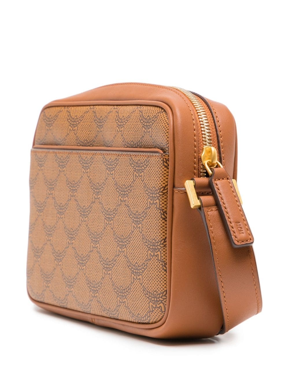 Mcm Himmel Logo Printed Small Shoulder Bag In Brown