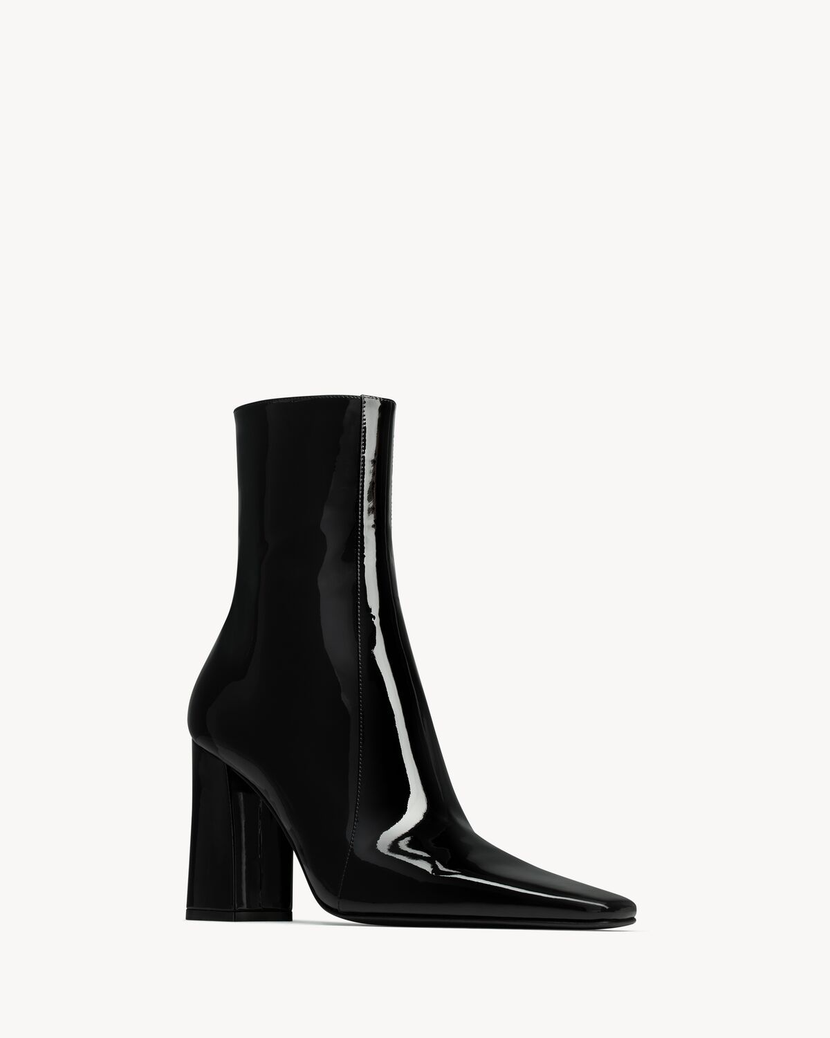Saint Laurent Rainer 90 Patent Leather Ankle Boots In Black