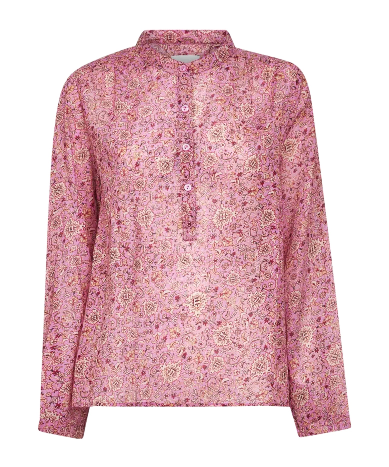 Isabel Marant Étoile Maria Floral-print Band-collar Shirt In Pink