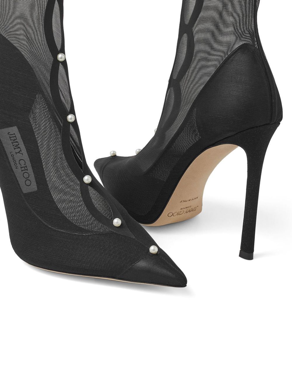 Jimmy Choo Psyche Pearl-embellished Mesh Pumps In Black