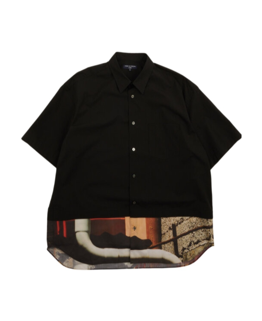 Comme Des Garçons Lapel Short-sleeved Shirt In Black