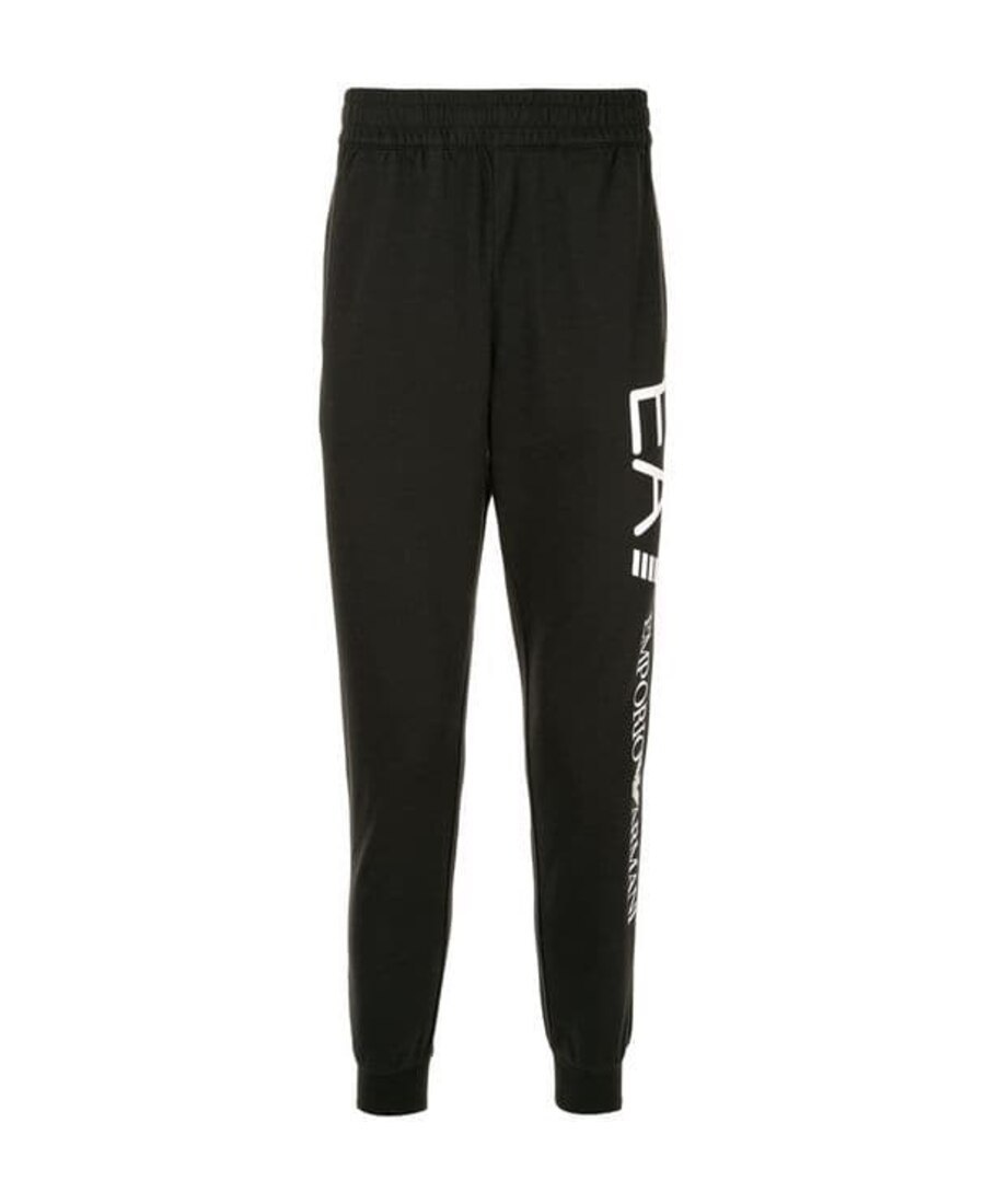 Ea7 Logo Series Cotton Joggers In Black