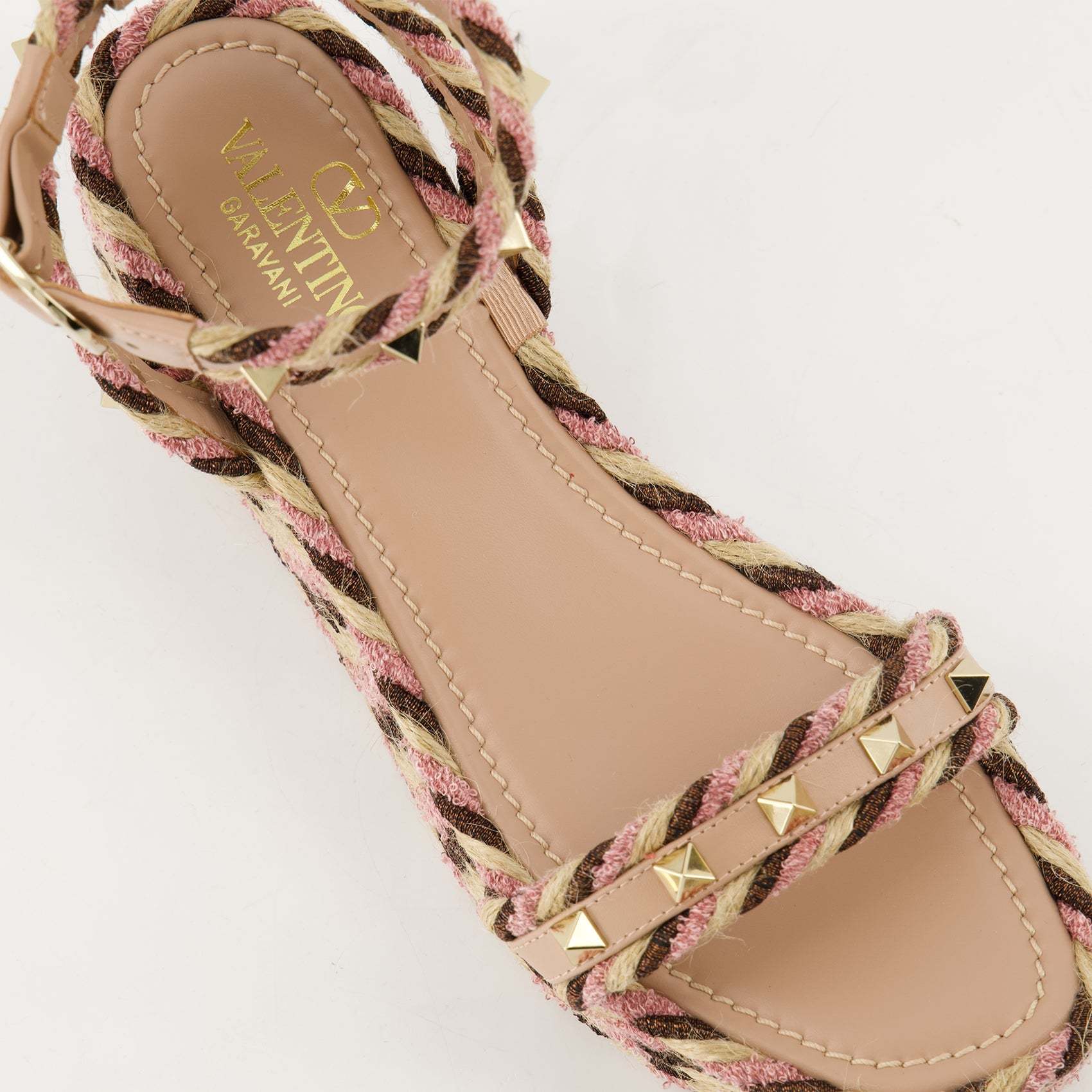 Valentino Rockstud 45 Leather Sandal In Nude