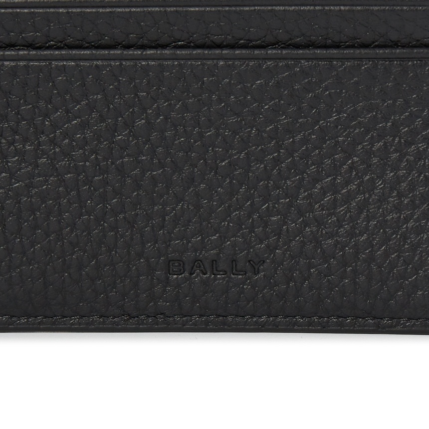 Bally Leather Wallet With Bi-fold Design And Textured Finish In Black