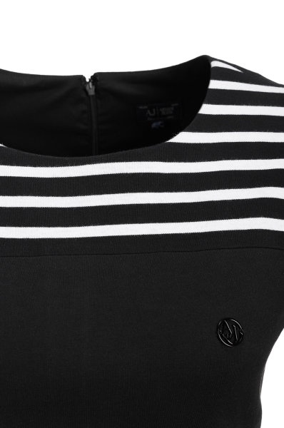 Shop Armani Jeans Sleeveless Striped Dress In Black