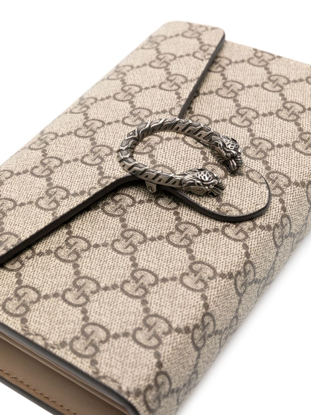 Gucci Dionysus Gg Supreme Canvas Wallet On Chain In Nude