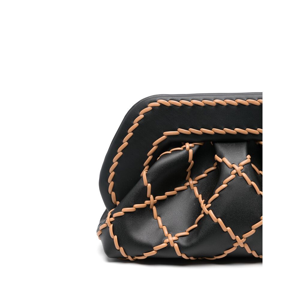 Themoirè Check Pattern Clutch In Black