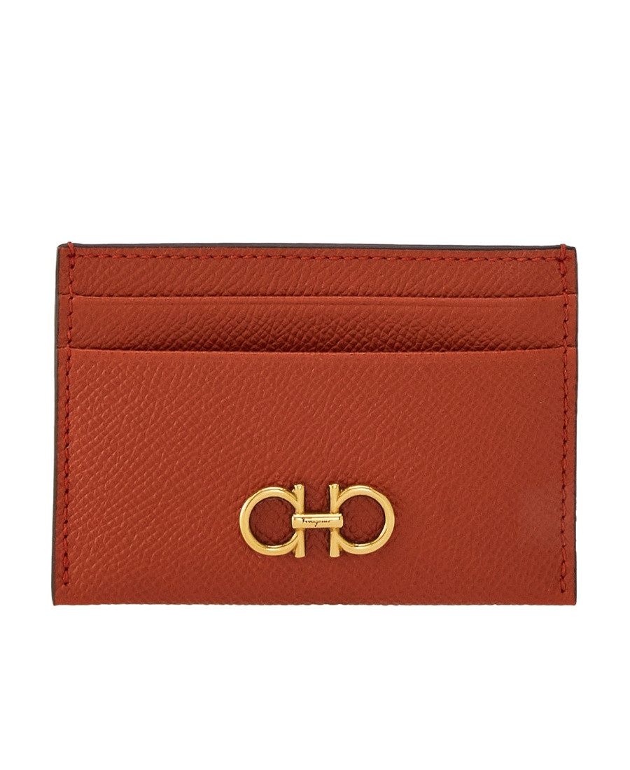 Ferragamo Gancini Leather Cardholder In Red