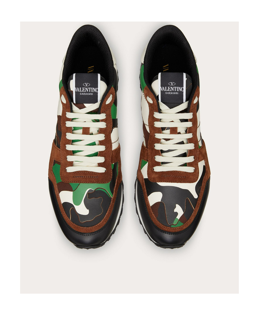 Valentino Garavani Camouflage Rockrunner Sneaker In Black
