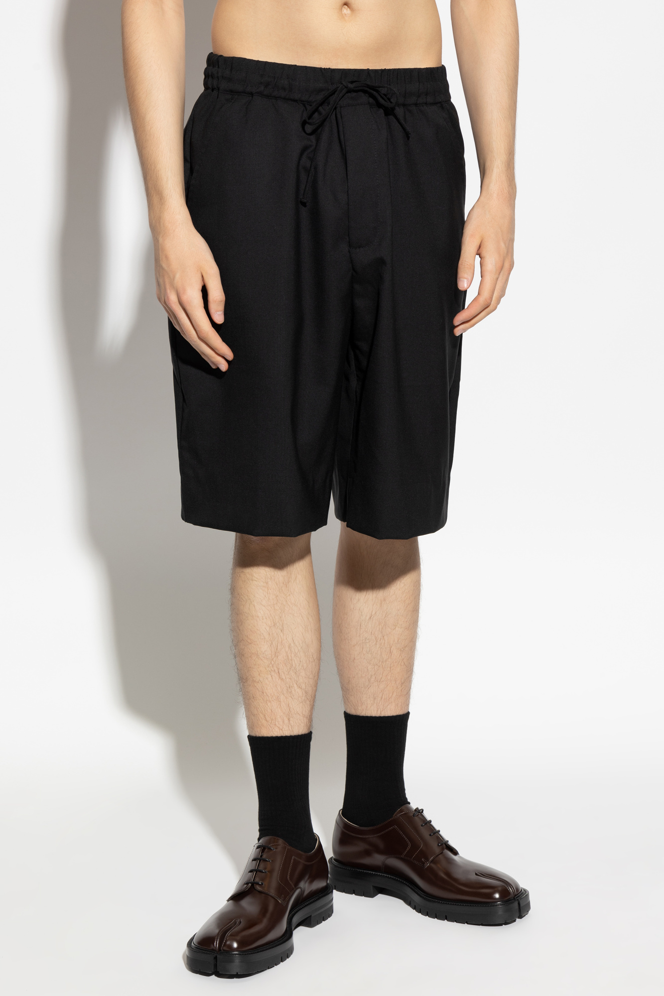 Officine Generale Cotton Bermuda Shorts In Black