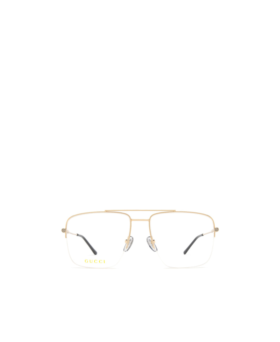 Gucci Logo-engraved Square-frame Glasses In Yellow