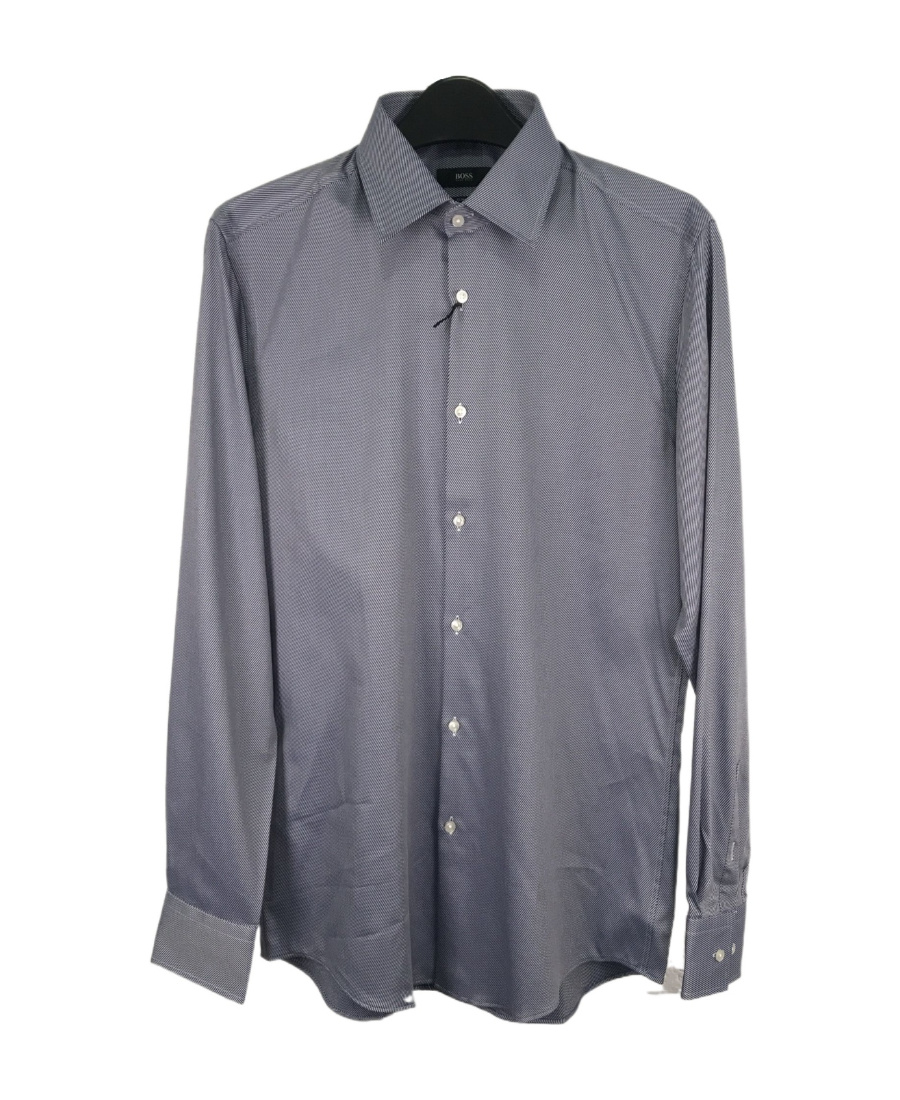 Hugo Boss Long-sleeved Lapel Shirt In Gray