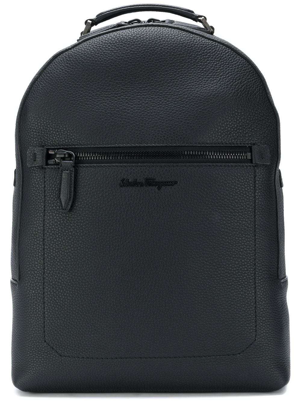 Ferragamo Textured Backpack Adjustable Straps In Black