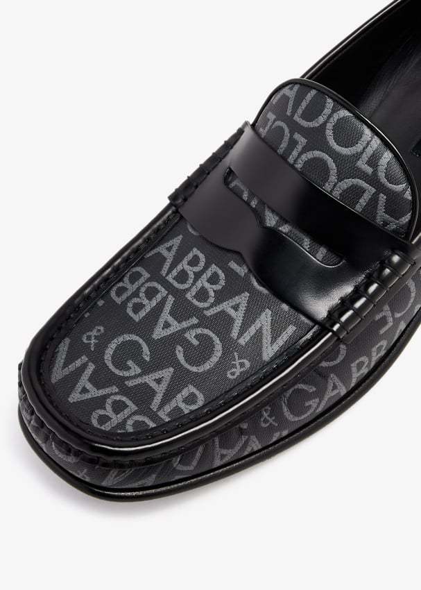 Dolce & Gabbana Jacquard Canvas Loafers In Black