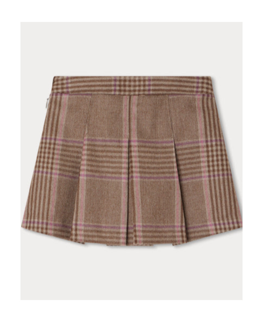 Bonpoint Tutti Check-printed Flared Skirt In Brown