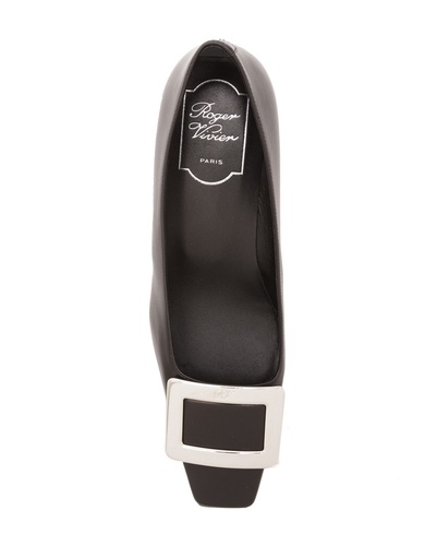 Roger Vivier Black Calfskin Pumps With Buckle And Wide Heel In Black