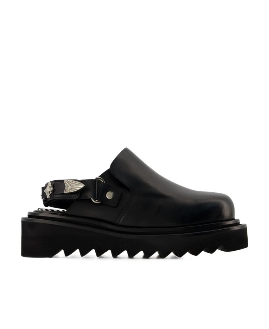 Shop Toga Pulla Buckled Round-toe Ankle-strap Flat Mules In Black