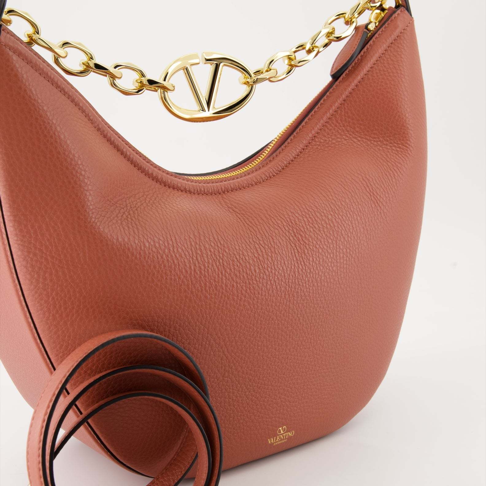 Valentino Garavani Medium Vlogo Moon Leather Hobo Bag In Brown