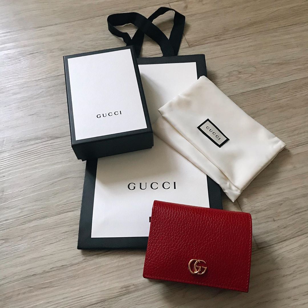 Gucci Leather Card Case In Red