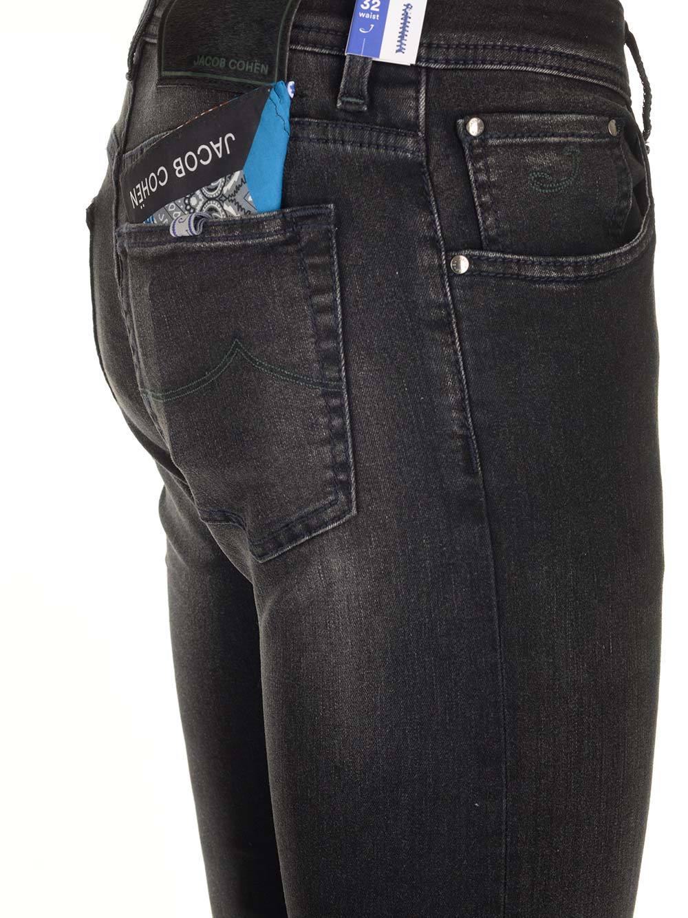 Jacob Cohen Belt Ring Denim Trousers In Black