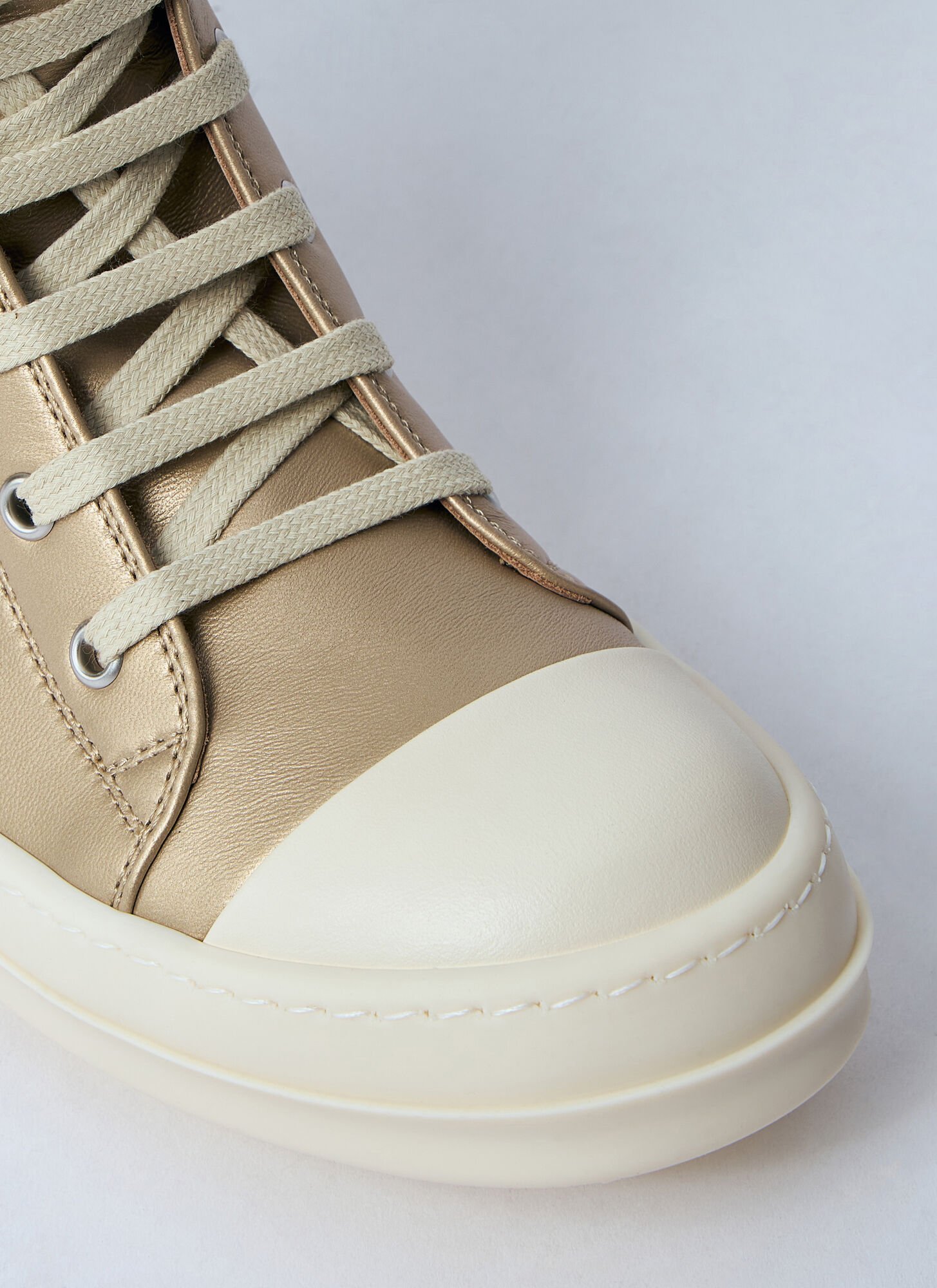 Rick Owens High-top Sneakers With Smooth Leather Upper And Chunky Sole In Golden
