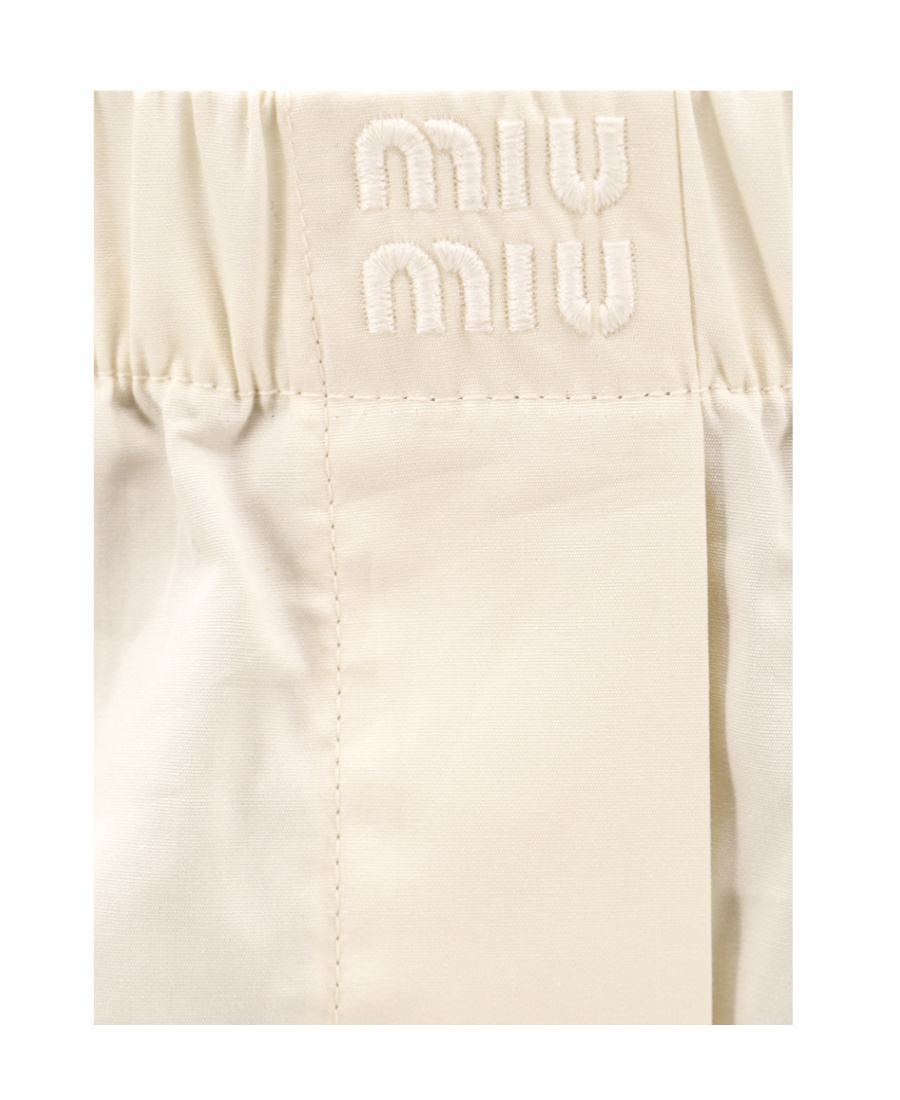 Miu Miu Logo Embroidered Shorts In White