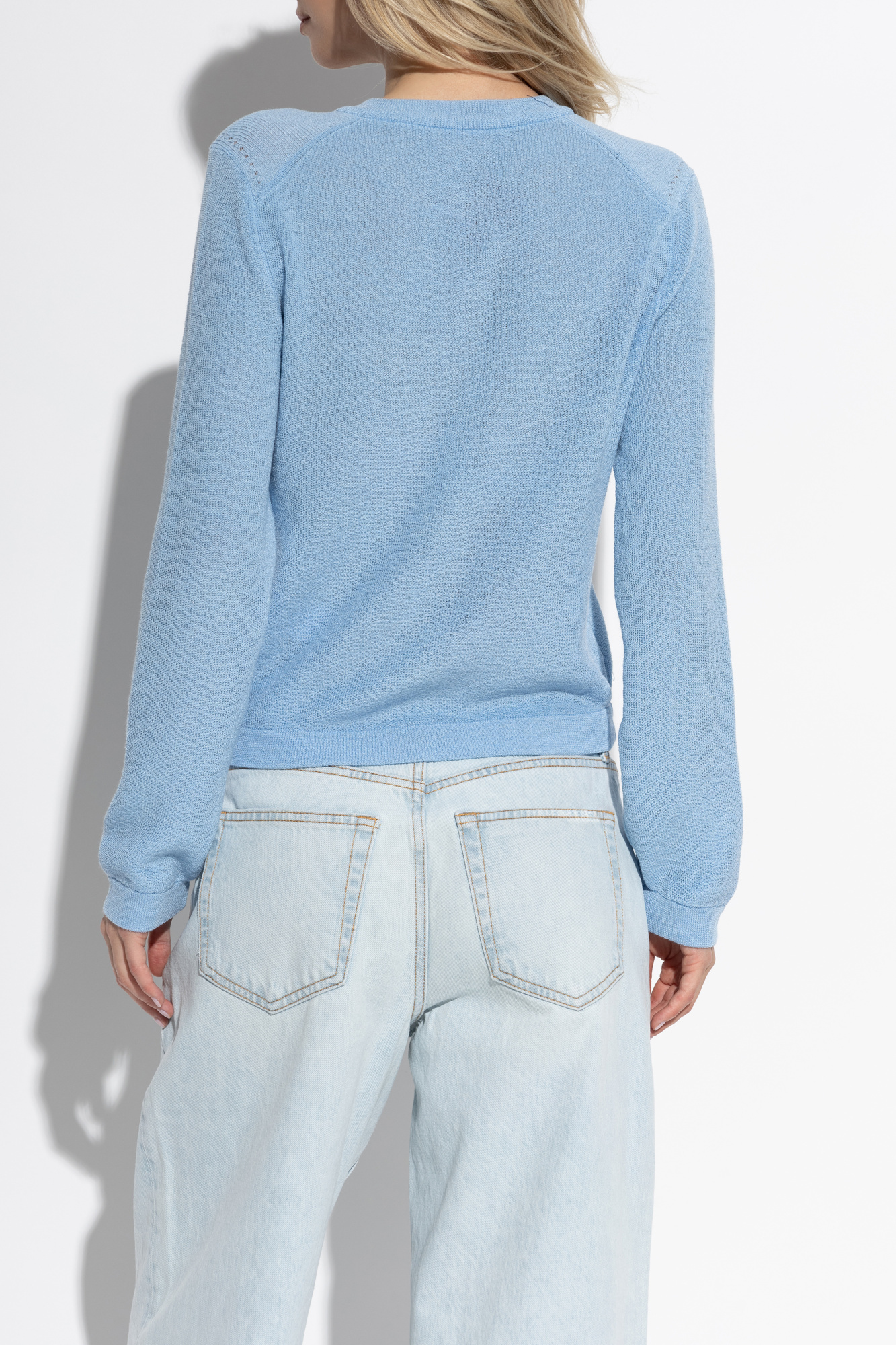 Mcm Cardigan With Logo Patch In Blue