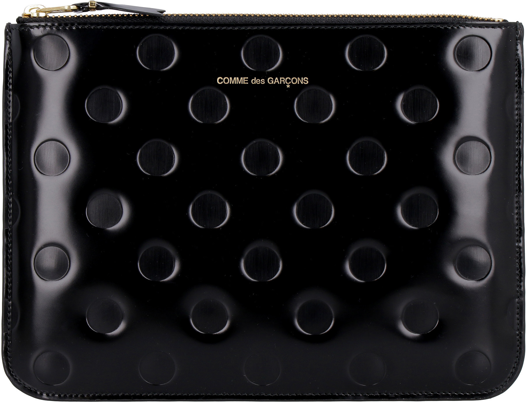 Comme Des Garçons Embossed Polka Dot Zipper Purse