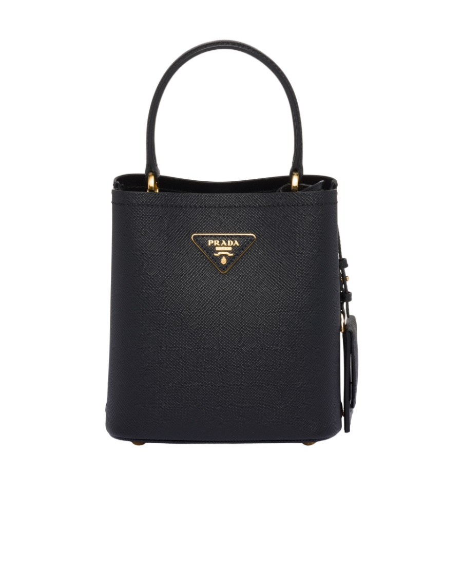 Prada Small Saffiano Leather Bucket Bag In Black