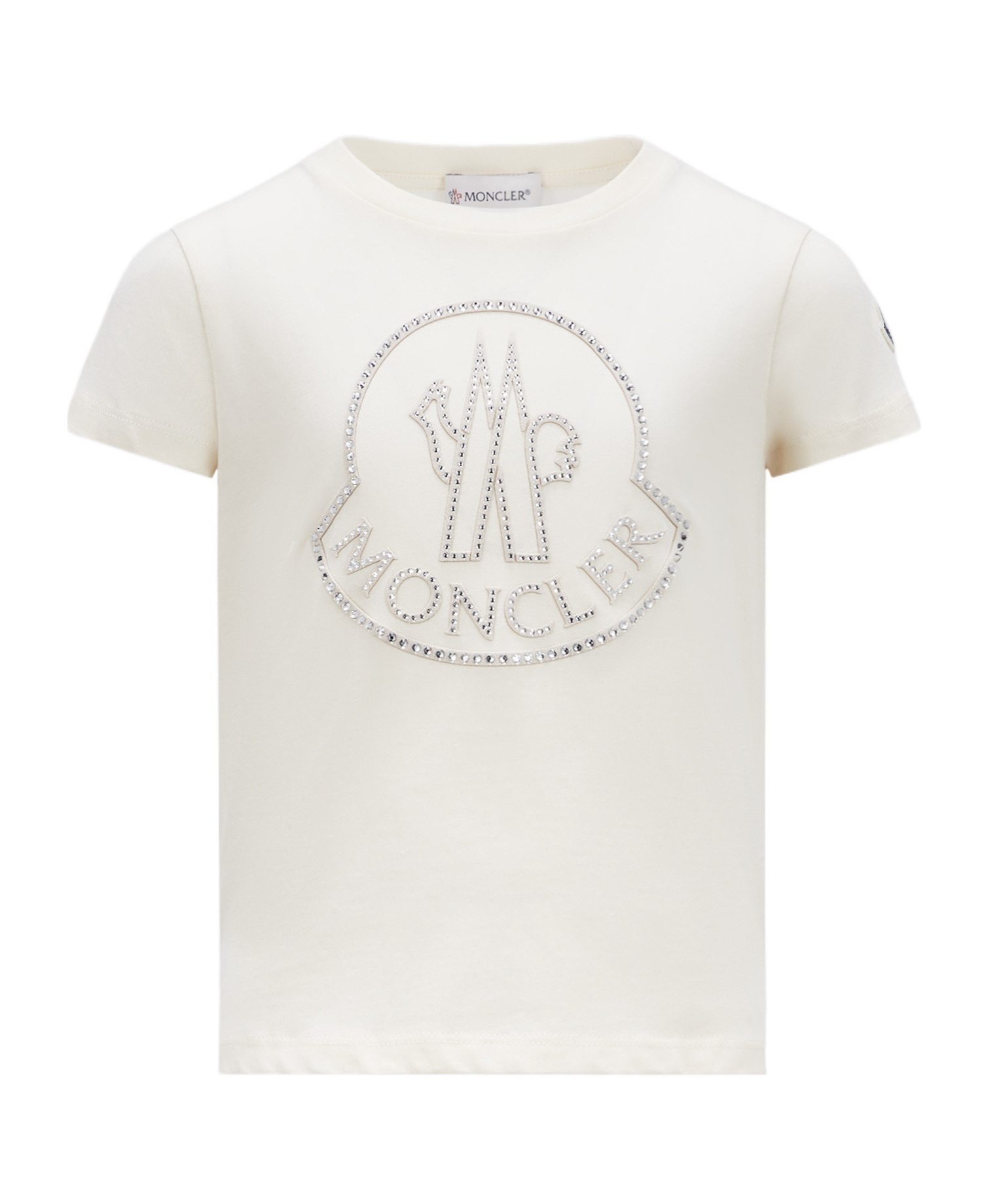 Moncler Girl's Embellished Bell Logo T-shirt In Nude