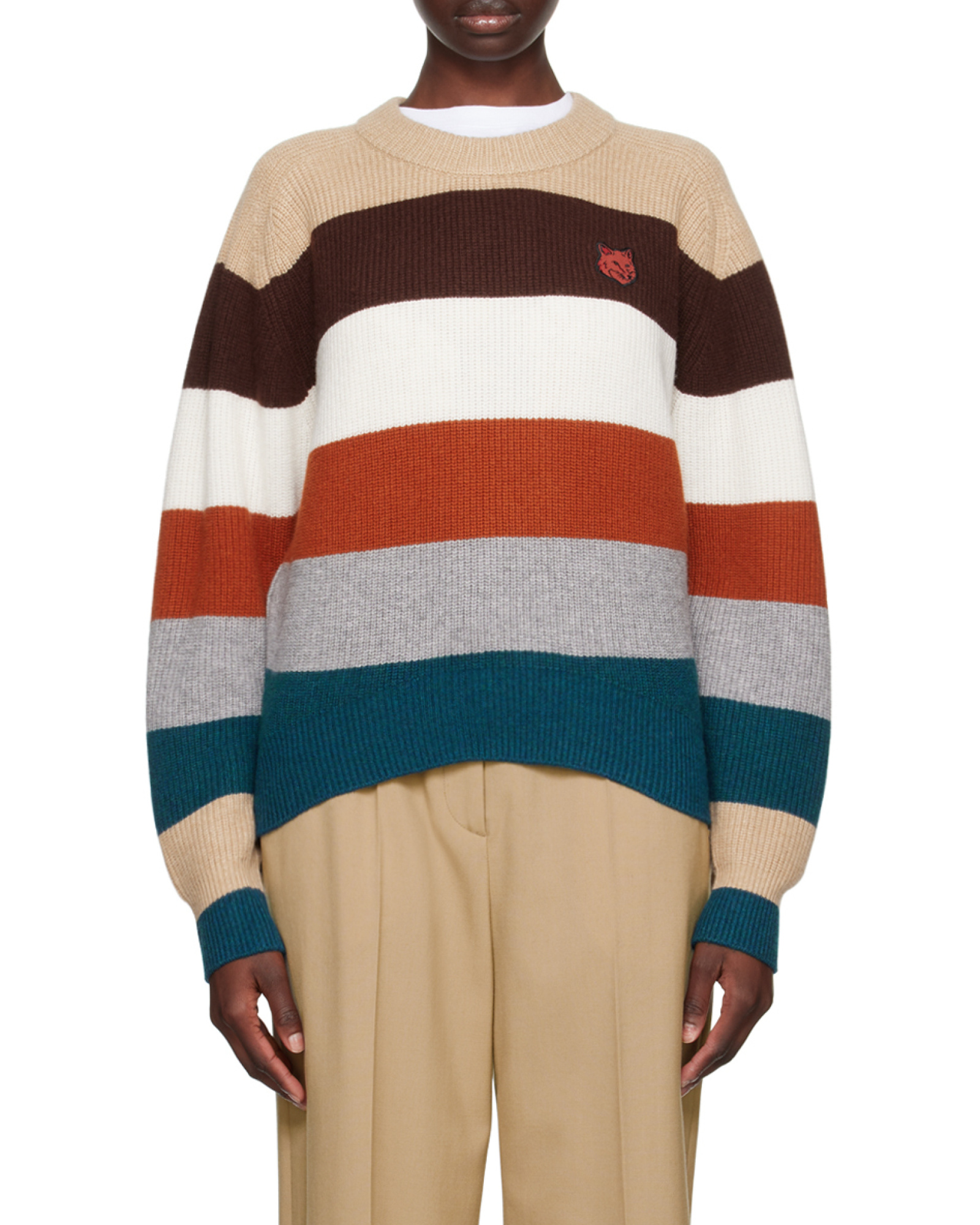 Maison Kitsuné Multicolor Bold Fox Head Sweater In Multicolor